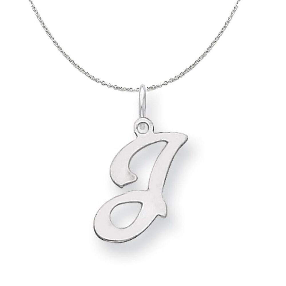 Silver, Sophia Collection, Small Script Initial J Necklace - 24 In